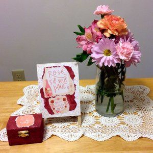 Handpainted barn red Wine themed home mini decor bundle